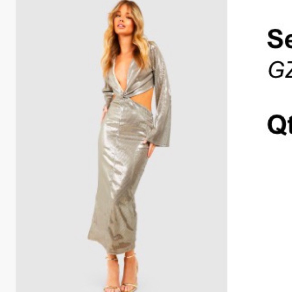 Sequin cutout midi dress
Champagne color